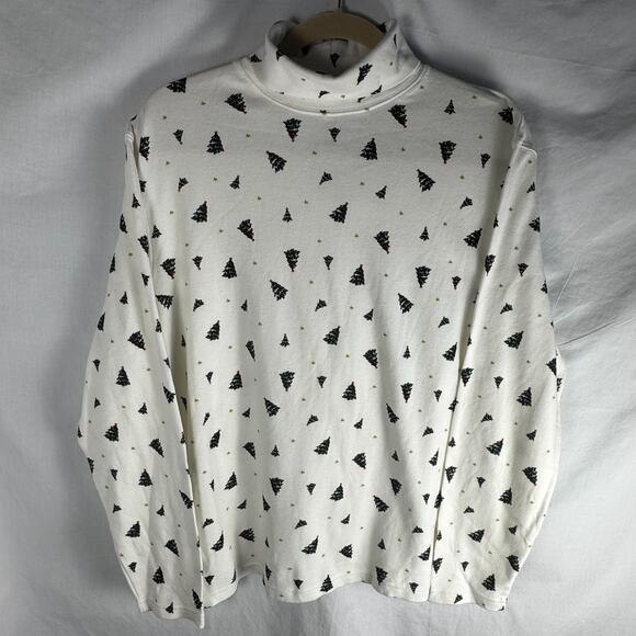 Studio Works Tops - Studio Works Vintage 'Ugly Christmas' 100% Cotton Festive Turtleneck, Sz L Trees